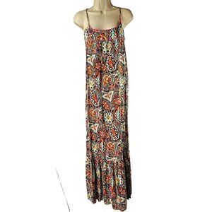 Seaton Paisley Cami Dress Backless Summer Beachwear Cotton Multicolor Womens S